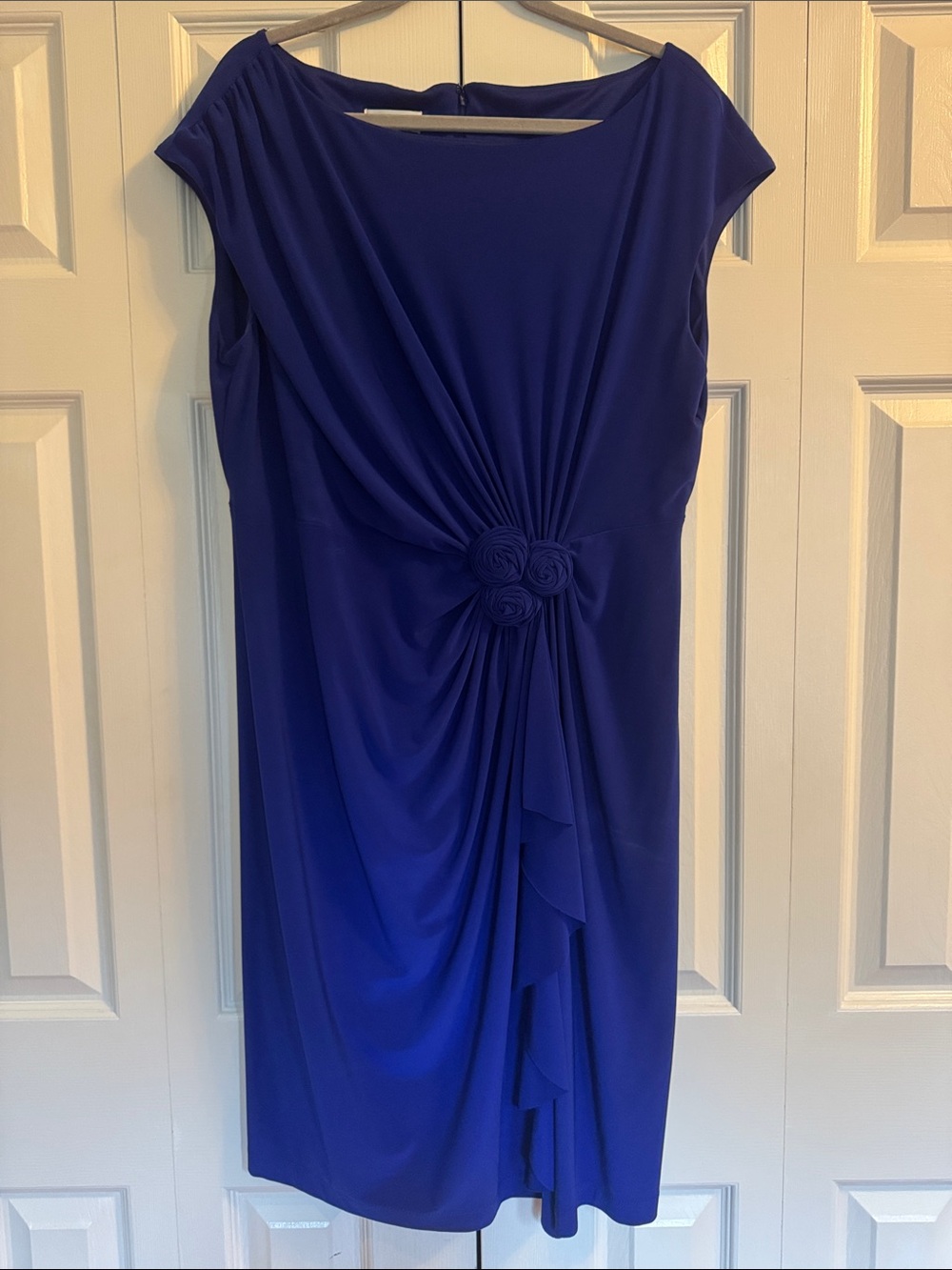 Jones Studio Cobalt Blue Midi Dress with Rosette Detail